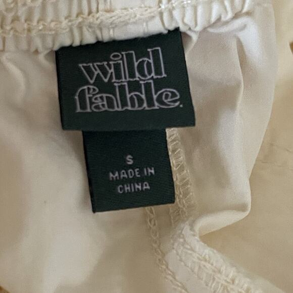 Wild Fable Mid-Rise Wide Leg Pull-On Cargo Pants Size S Cream Y2K Utility - Picture 4 of 6